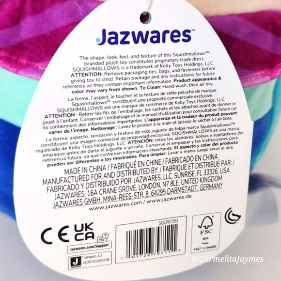 KAIGEN 🤡 FTM Blue & Pink Clown Original Squishmallow by Kelly Toy ☆ NWT ☆ - Picture 8 of 8